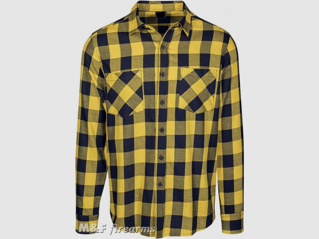 Lumberjack Shirt im Holzfäller-Stil mit herausnehmbarem Innenfutter Protektoren und Aramidfaserverstärkung Gelb-Schwarz