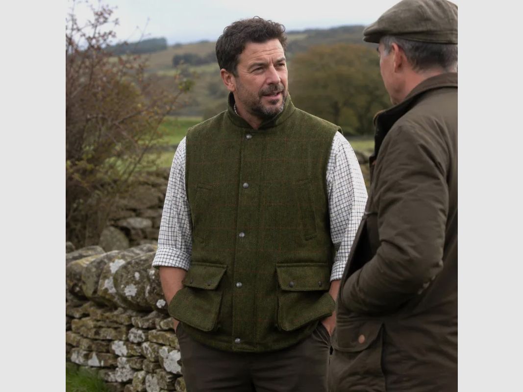 Jagdwesten Walker & Hawkes Barrington aus grünem Tweed, Bild 1 von 14
