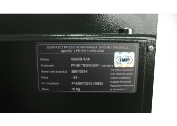 Novcan G3/S1/4 Waffenschrank für Jagdwaffen mit S1-Zertifikat, Bild 3 von 7