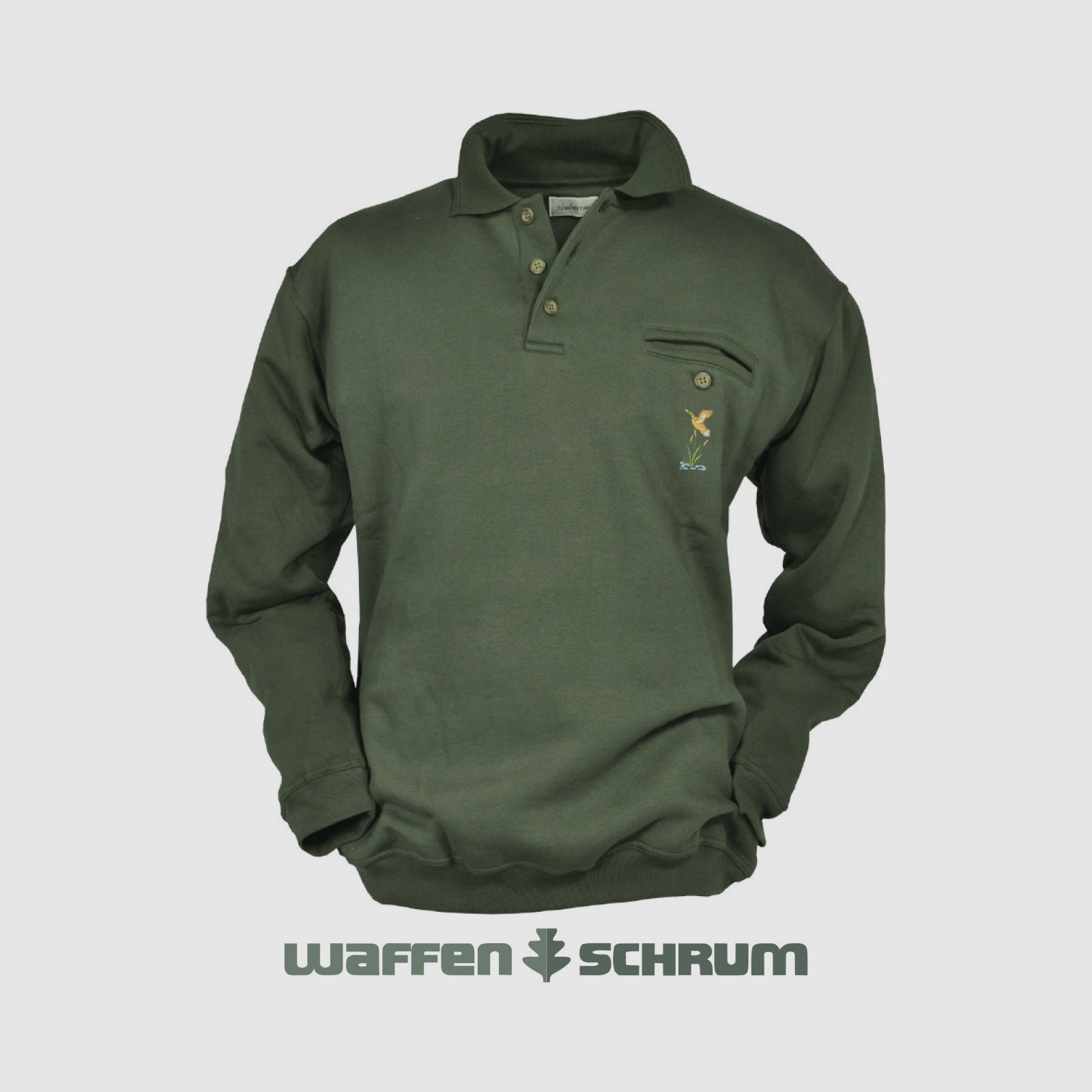 Hubertus Sweatshirt mit Entenstick Oliv