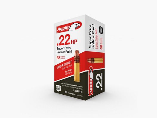 Aguila Super Extra High Velocity .22 LR 38GR CP HP 50 cartouches