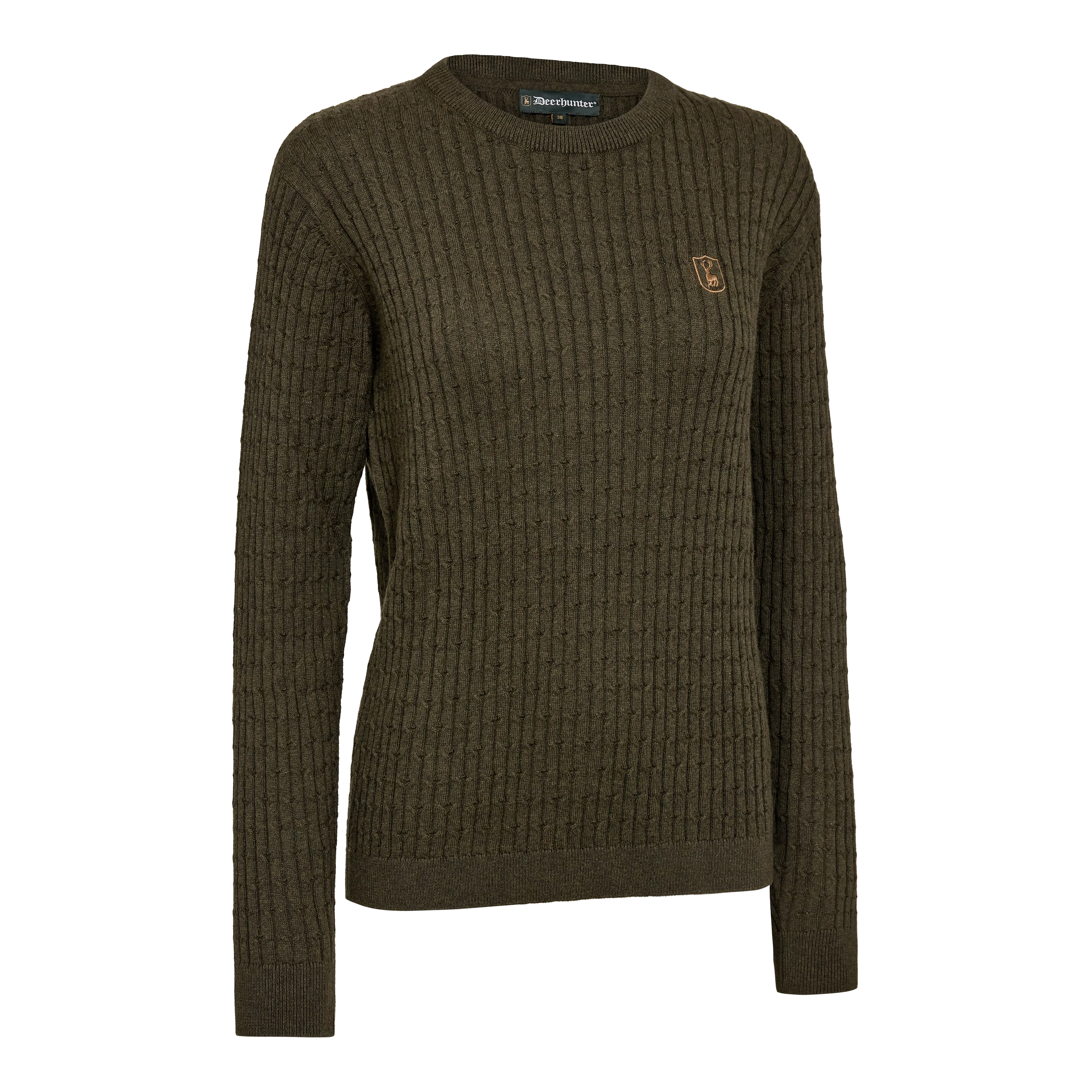 Lady Harrington Zopfmuster Strickpullover - Forest Ember Melange