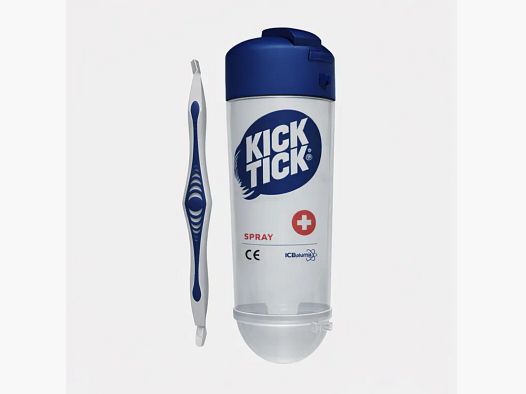 Kit de extracción de garrapatas Kick the Tick con spray y pinzas