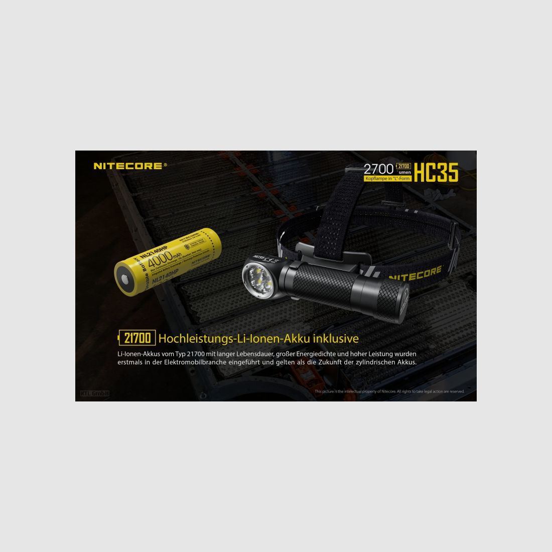 Nitecore HC35 Stirnlampe inklusive NL2140HP