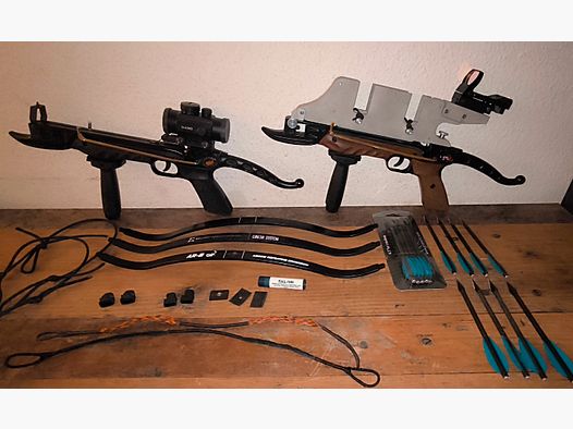 2 Pistolen Ambrüste EK-Archery Cobra & 13Carbon Pfeile & 2Beleuchtete Red Dot