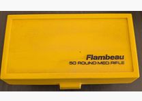 Caja de municiones de Flambeau para cartuchos de rifle, con bisagra