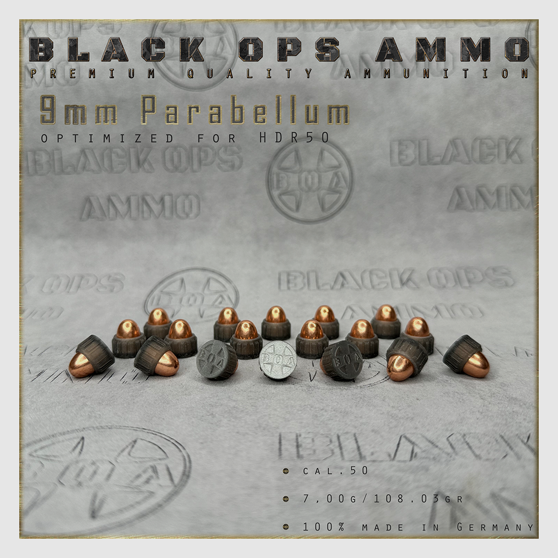 18x + 2 9mm Parabellum BLACK OPS AMMO HDR 50 TR cal.50 Munition T4E Umarex HDR50 TR50