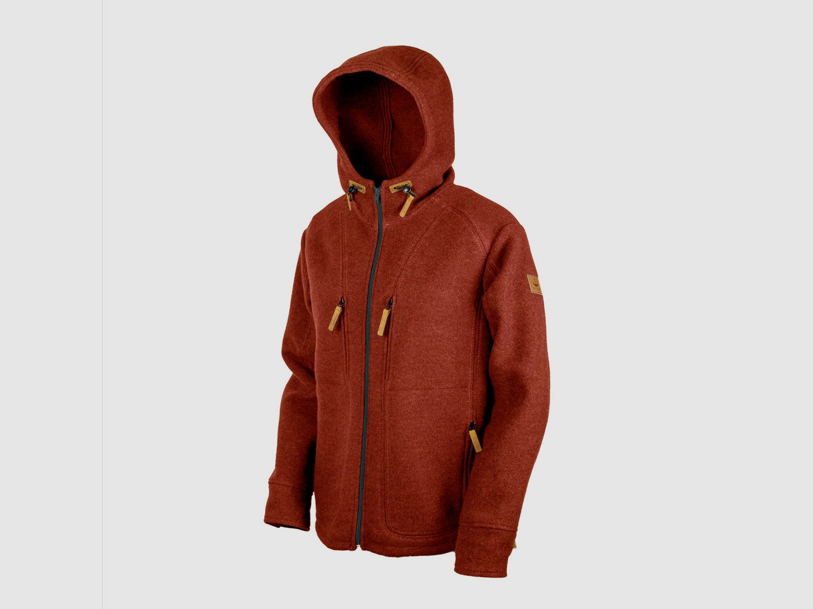 Lodenfleece-Hoodie "Kapuzenhuber" Mod. 2023, Jaspisrot