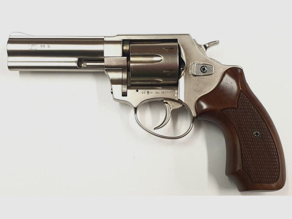 Röhm Schreckschussrevolver RG99N, Satin mit Holzgriffschalen, 9mm R.K., gebraucht