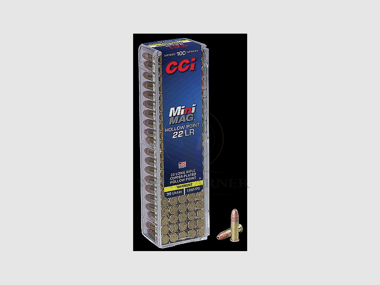 CCI Varmint .22LR 2,3g Copper Plated Hollow Point Mini Mag 100Stk./Pkg.