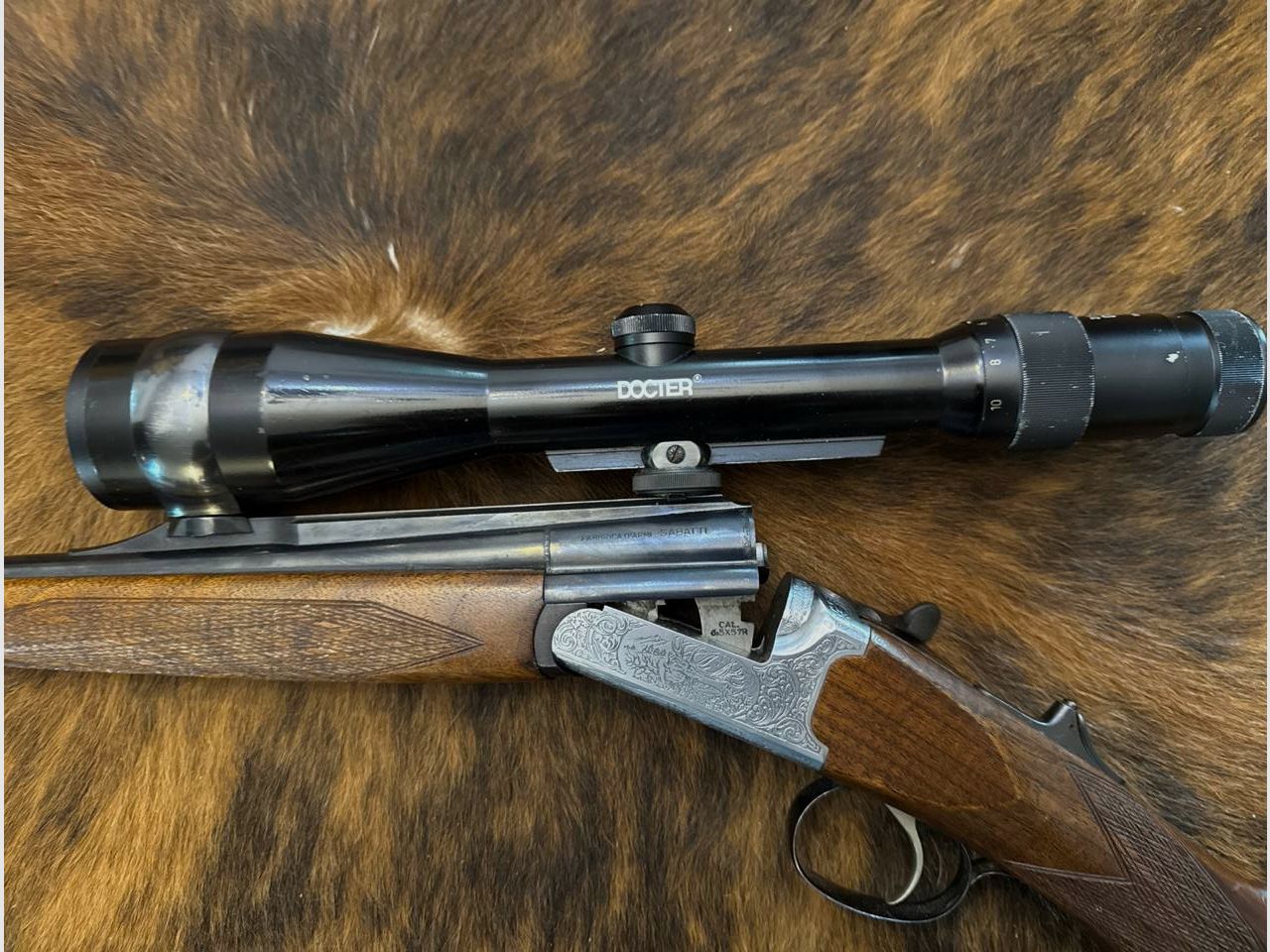 SABATTI SKL 98 DL rifle de un solo tiro de cerrojo calibre 6,5x57R con óptica de mira Docter 2,5-10x48, retícula 4