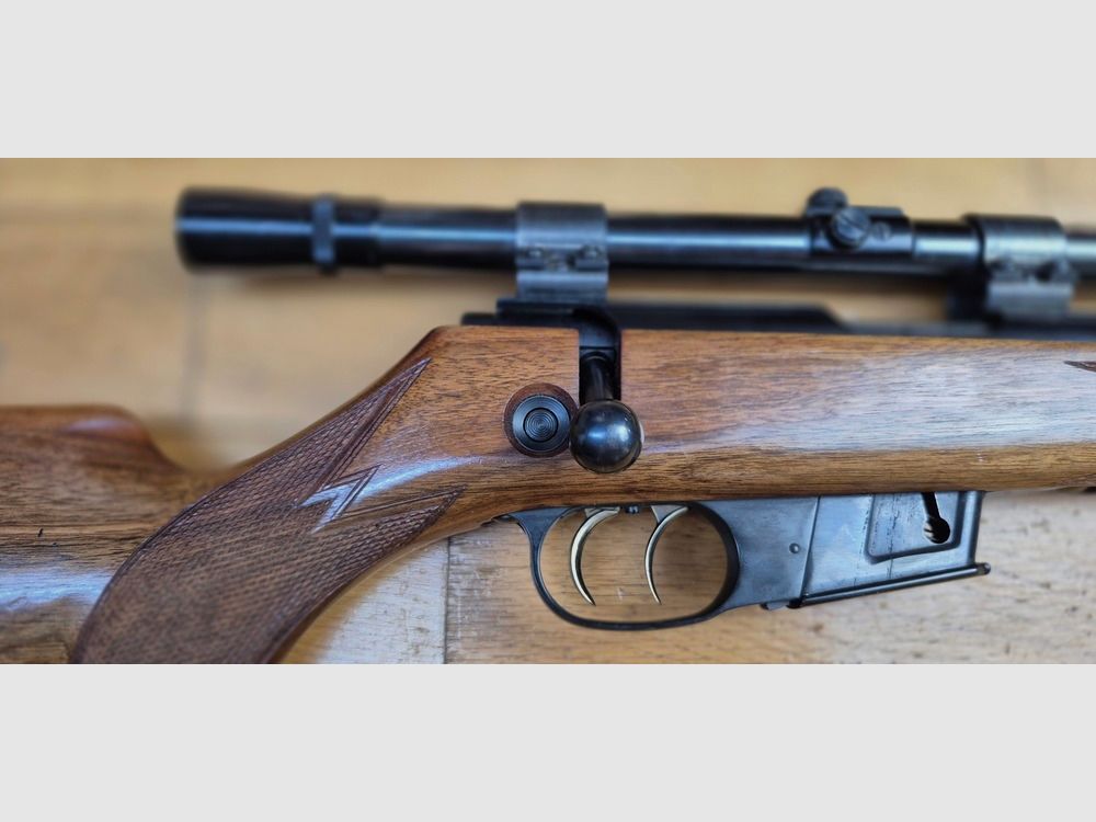 Superbe carabine de chasse et tir Walther KKJ – Cal 22 Hornet – Détente Stetcher – Chargeur 5 coups – Lunette Zielkar 4 à réticule N°1 – Haute précision – Arme de 1959 – État excellent – TBE +, image 7 sur 42