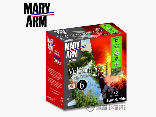 25 Cartridges MARY ARM Volcano Steel 29gr Cal 12/70