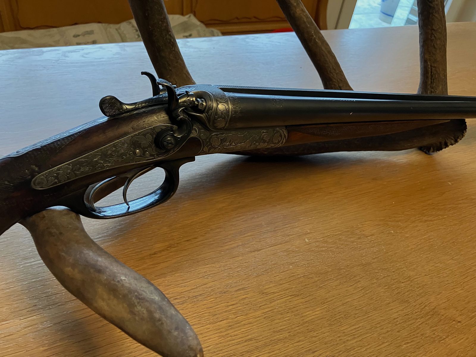 JULIUS SEYBOLDT Hahndoppelflinte cal .16, Silber Beschläge und Zier Gravuren, guter Zustand!