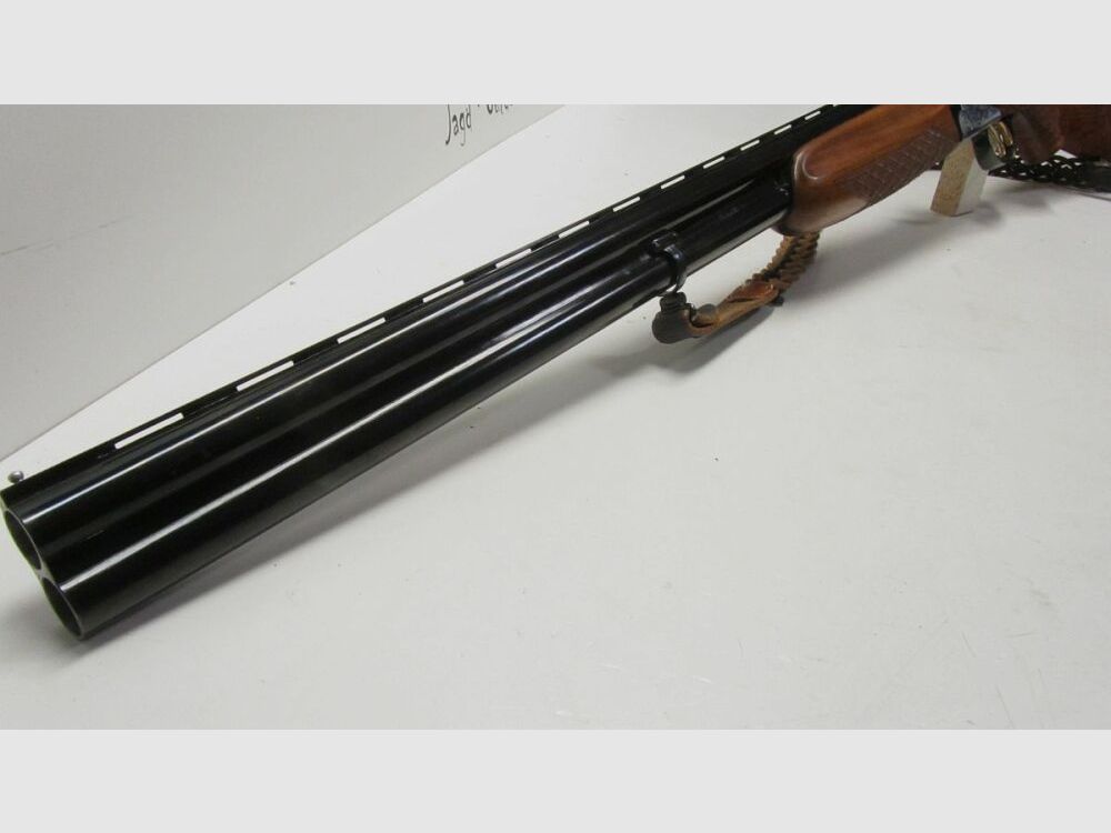 Bockdoppelflinte Laurona Spanien 12/70, LL 71 cm, sehr schöner Schaft 12/70