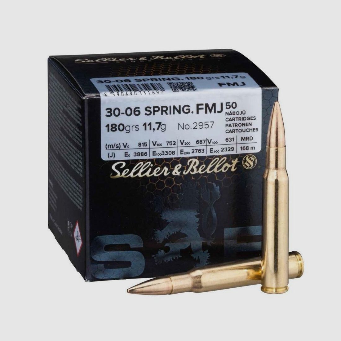 Sellier & Bellot FMJ 180grs. Kaliber .30-06Spr. 50 Schuss