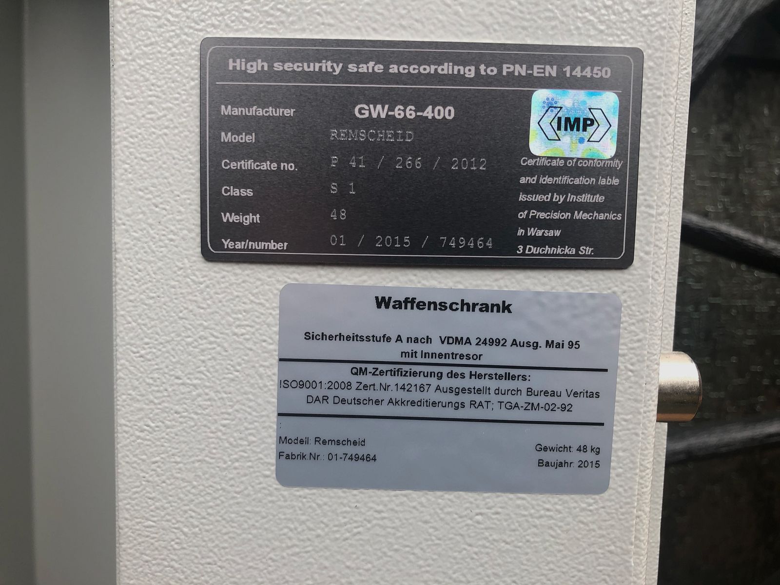 Waffenschrank Modell Remscheid