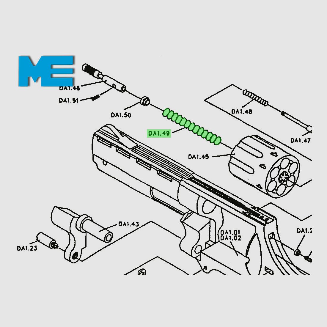Feder fĂĽr Trommelachse fĂĽr Revolver Bull Barrel, Ersatzteil DA1.49