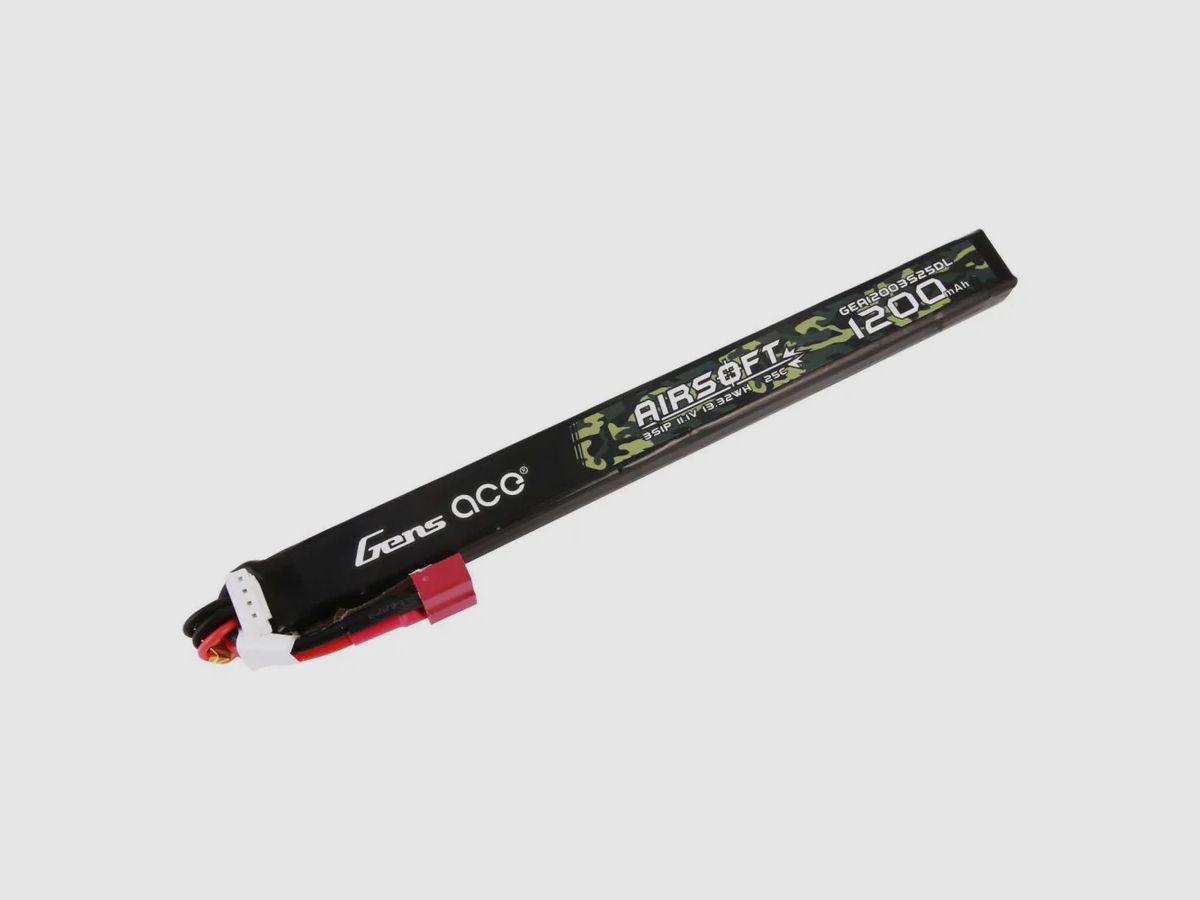 Gens Ace 25C 1200 mAh 3S1P 11.1 V Airsoft Gun Lipo Battery with T-Plug Long Size