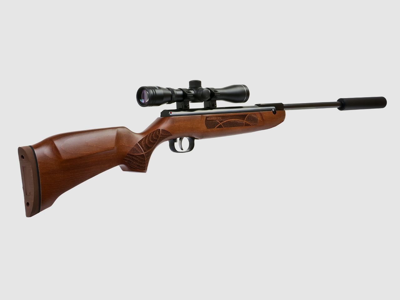 Luftgewehr Weihrauch HW 30 S brĂĽniert Buchenholzschaft punziert SchalldĂ¤mpfer Zielfernrohr 4x32 Kaliber 4,5 mm (P18)