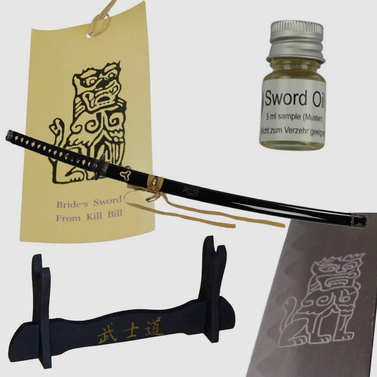 Kill Bill Samuraischwert Katana Metall Klinge Schwert der Braut mit Schwertständer und Zubehör