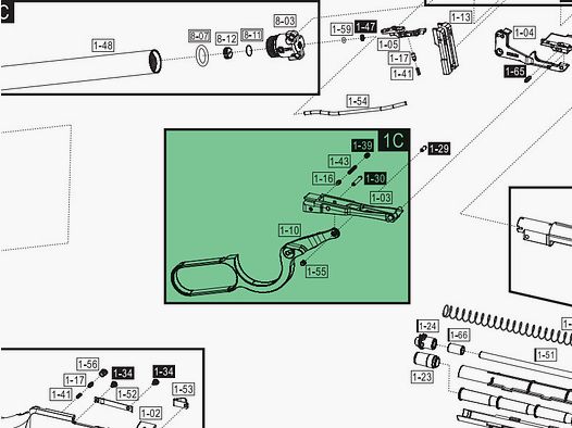 Ladehebel montiert, kleine AusfĂĽhrung, fĂĽr CO2 Gewehr Umarex Legends Cowboy Rifle, Ersatzteil