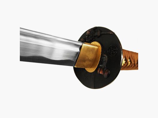 El Shogun Katana espada samurái - Saya negro mate Sageo marrón claro