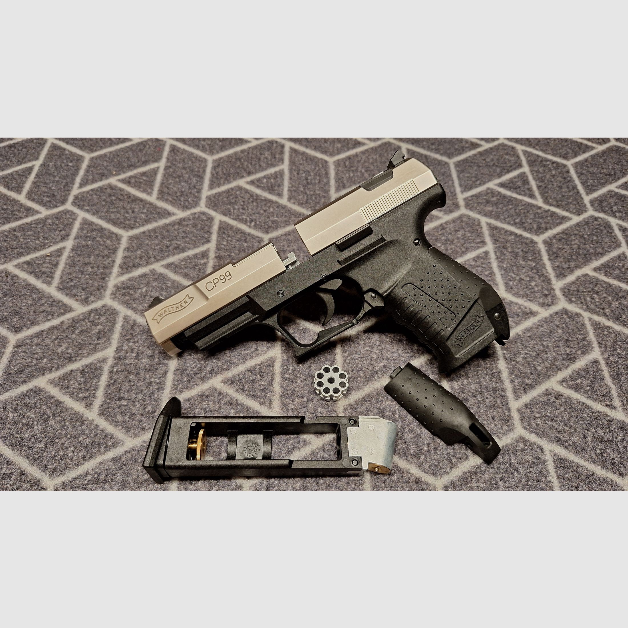 Walther CP99 Nickel 4,5 mm Diabolo pistola CO2 NUOVA!