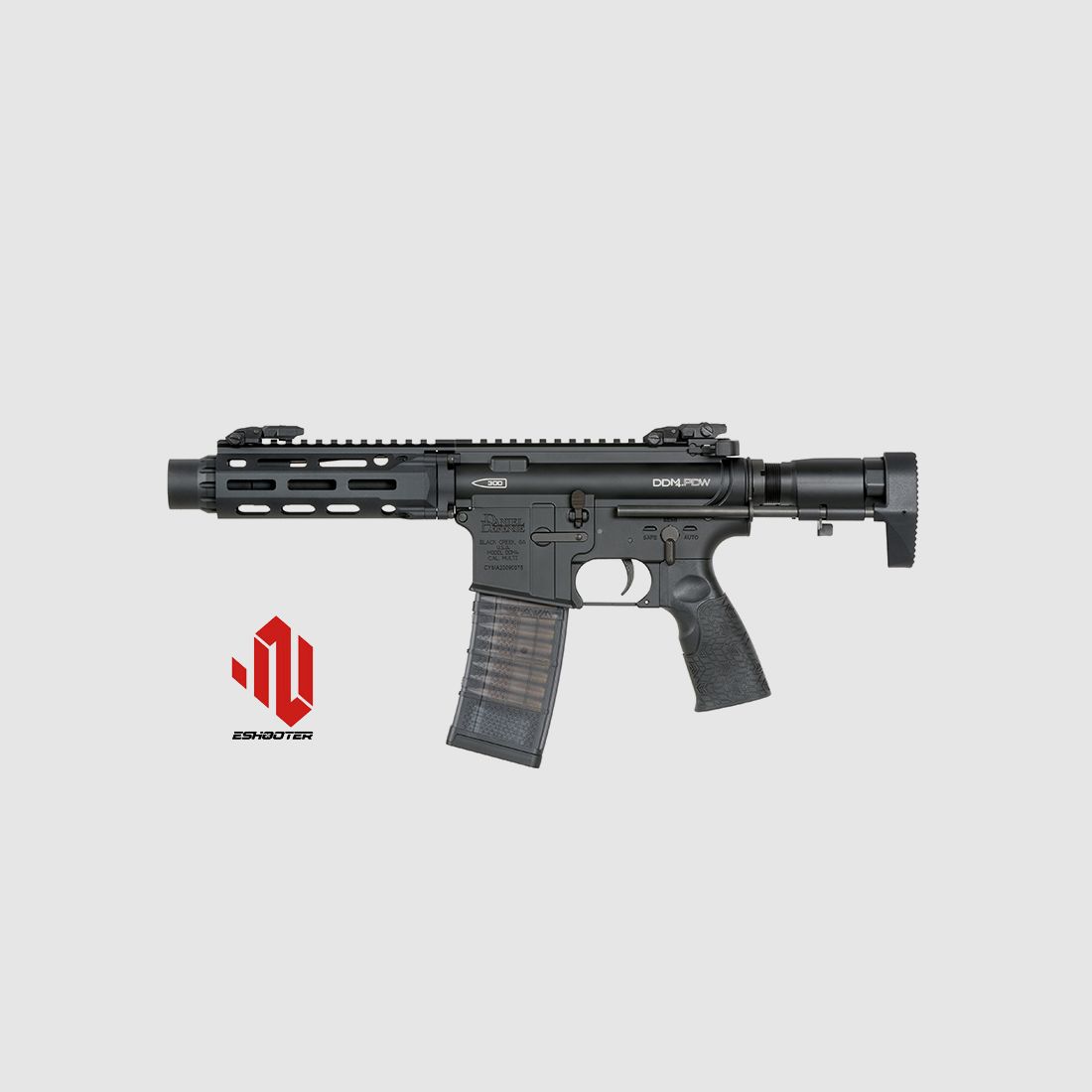 Daniel Defense DDM4 PDW SBR S-AEG mit ESHOOTER ETU, Schwarz