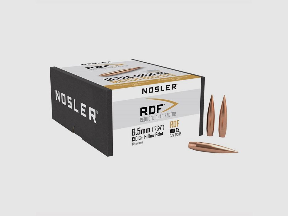 NOSLER 6,5MM (0,264″) 130GR HOLLOW POINT BOAT TAIL 100/BOX, afbeelding 2 van 2