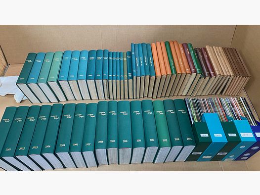 Zeitschrift "Unsere Jagd"  von 1956 bis 2020, einmalige Sammlung für Liebhaber, 65 Jahresausgaben,    Ausgaben von 1956 bis 2015 gebunden,  Jagdzimmer, Jagdbücher