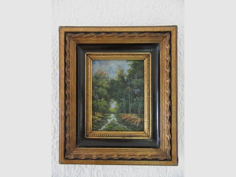 Ölgemälde Art Deco Barockrahmen Gold Schwarz Landschaft Jugenstil