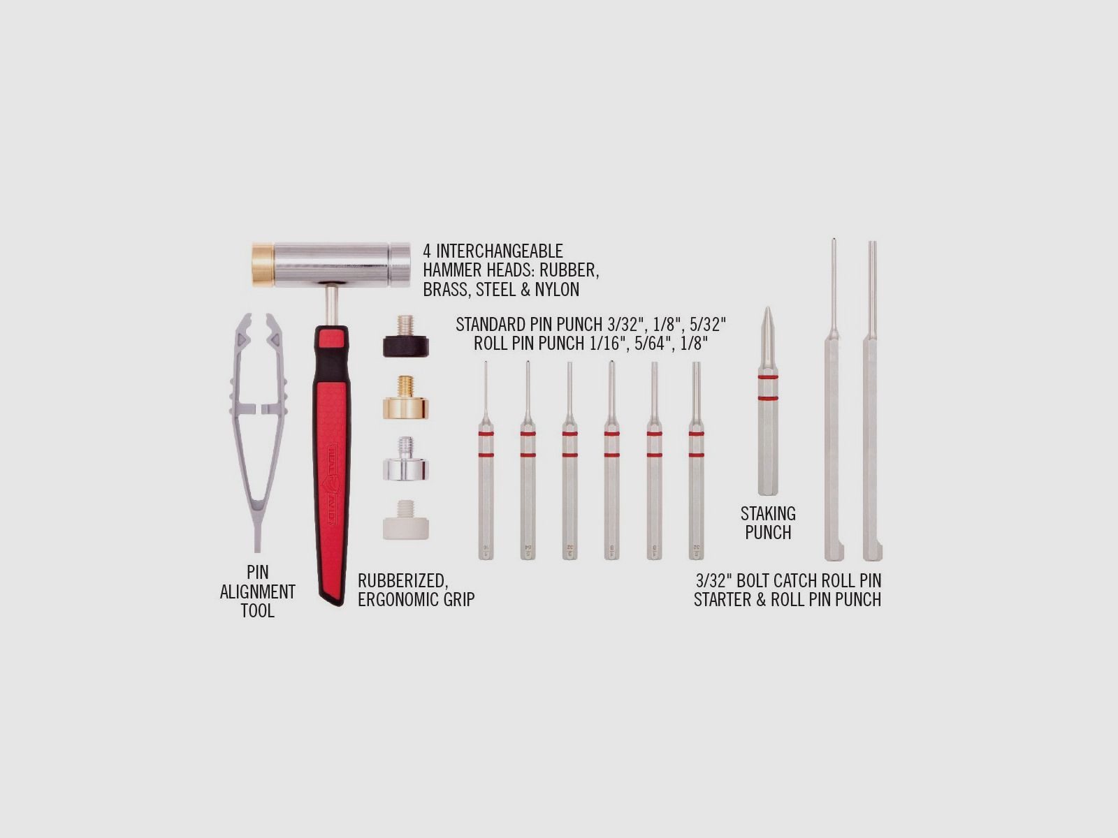 Real Avid - Punch Set with Hammer Accu-Punch Hammer& AR15 Pin Punch Set - AVHPS-AR, image 4 of 5