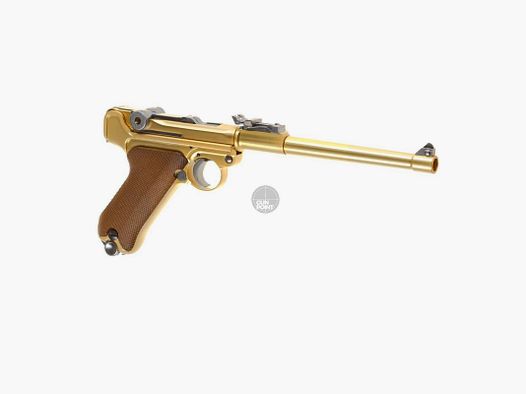Softair - Pistola - WE P08 8 Pulgadas Full Metal GBB-Oro - a partir de 18, más de 0,5 Joule