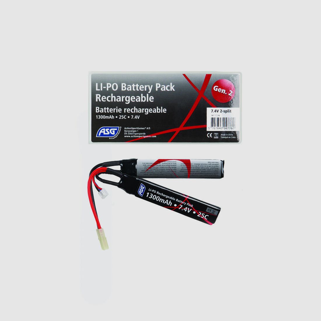 ASG 7,4V 1300mAh 25C Lipo Akku Double Stick Tamiya