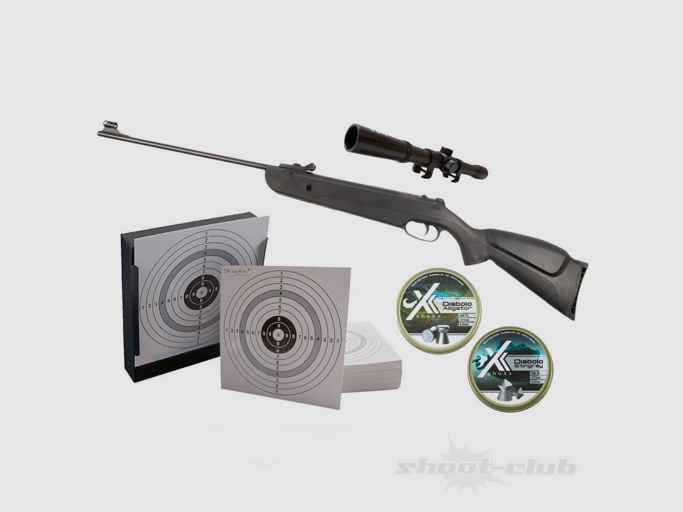 Norconia QB22 Kipplauf Luftgewehr 4,5mm Diabolo Kugelfang Set