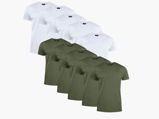 Clique T-Shirt Hommes 10 Pack Blanc/Vert Militaire