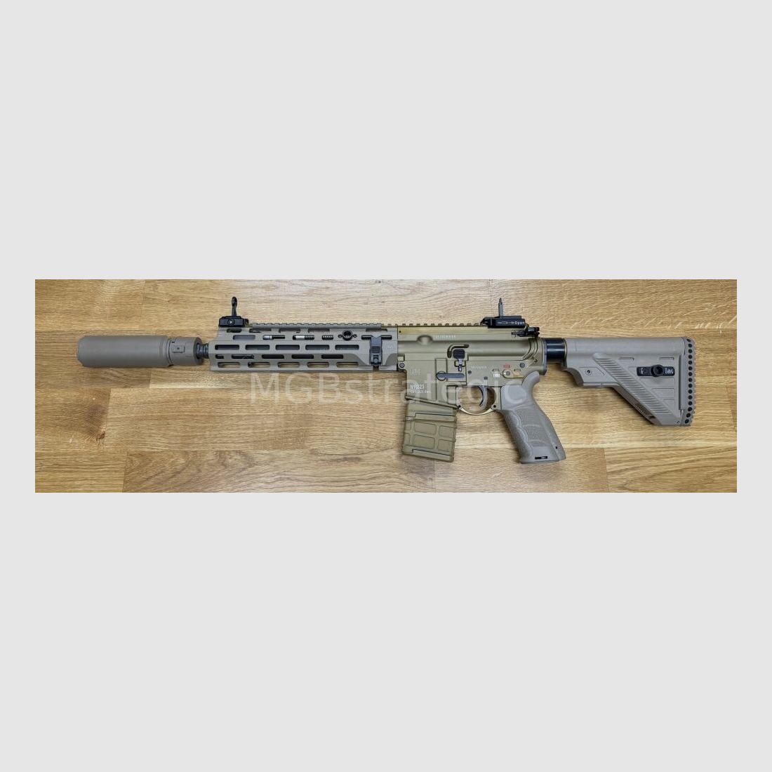 Heckler & Koch MR223 A3 Slim-Line 11" Lauf - halbautom. Büchse .223Rem MGBs Sondermodell FDE Edition inkl. Schalldämpfer ASE UTRA Dual 556-Short-QM2 Gen2 Cerakote FDE - zivile Version HK416 / G95K / G38 G95A1 / G95KA1 / mit Upgrades
