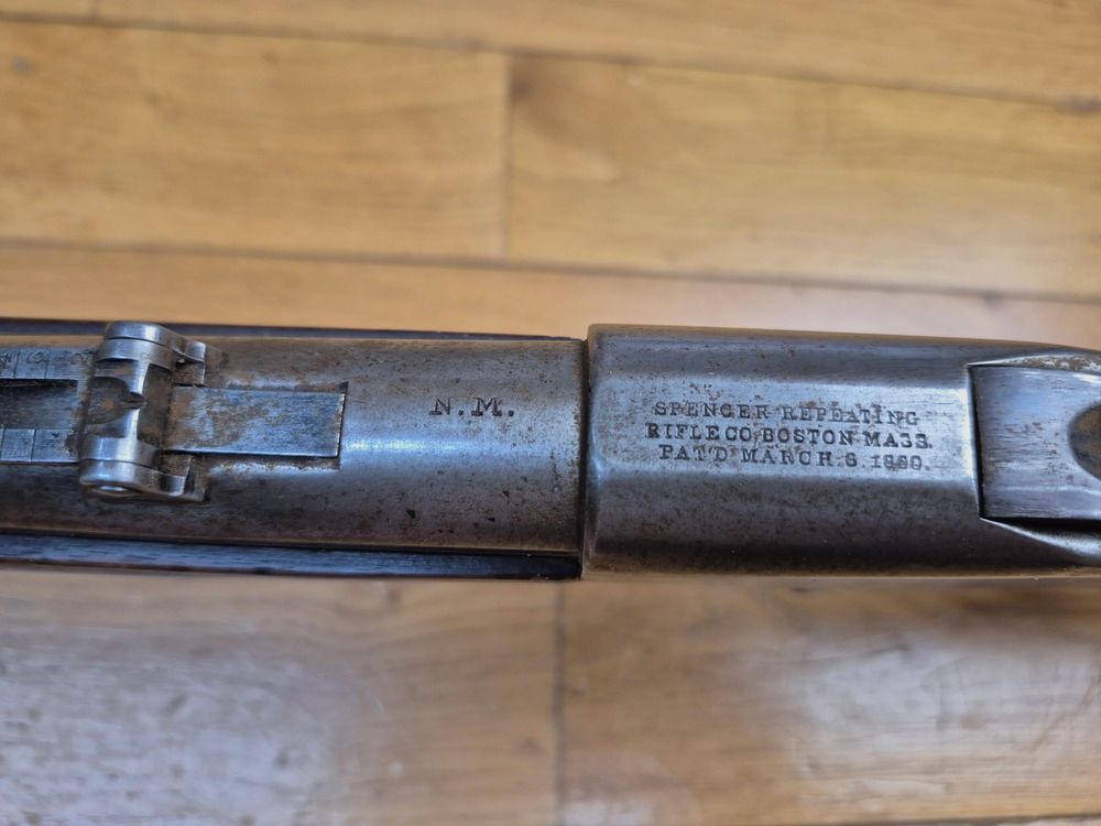 Sehr schöner und sehr seltener Spencer 1860 New Model – Kal. 56-50 – Herstellung Spencer Boston 1868 – Waffe der Francs-Tireurs und der Legion 1870-1871 – Sehr selten als Gewehr (1000/5000 Exemplare New Model) – TBE ++, Bild 27 von 41