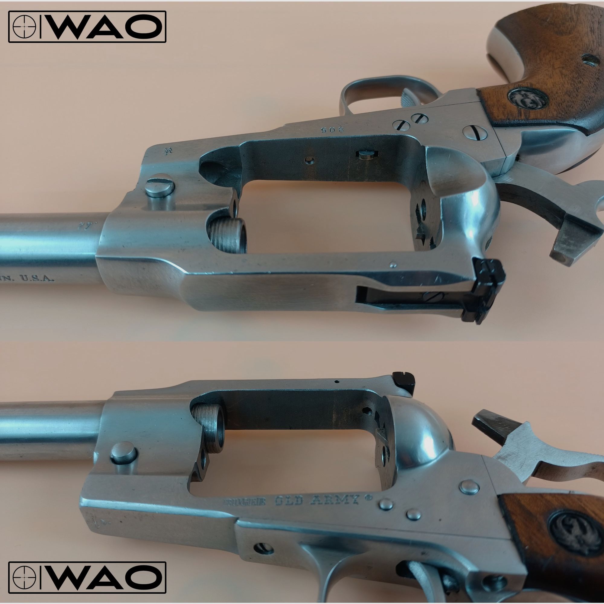 Perkussions-Revolver Sturm, Ruger & Co. Old Army, Kal. .44 (Schwarzpulver), Schwarzpulver BP *Edelstahl - neue Zündhütchen*