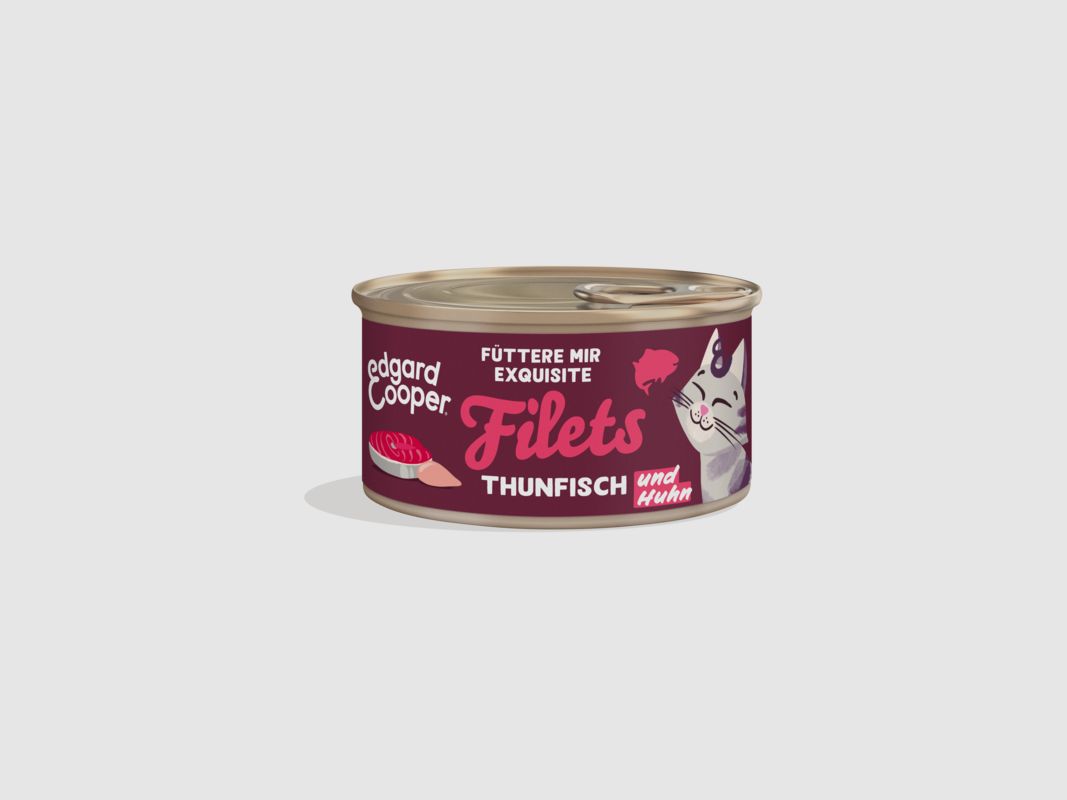 Edgard & Cooper Katzen Nassfutter Filets Frischer Wildfang-Thunfisch und Freilaufhuhn 70g