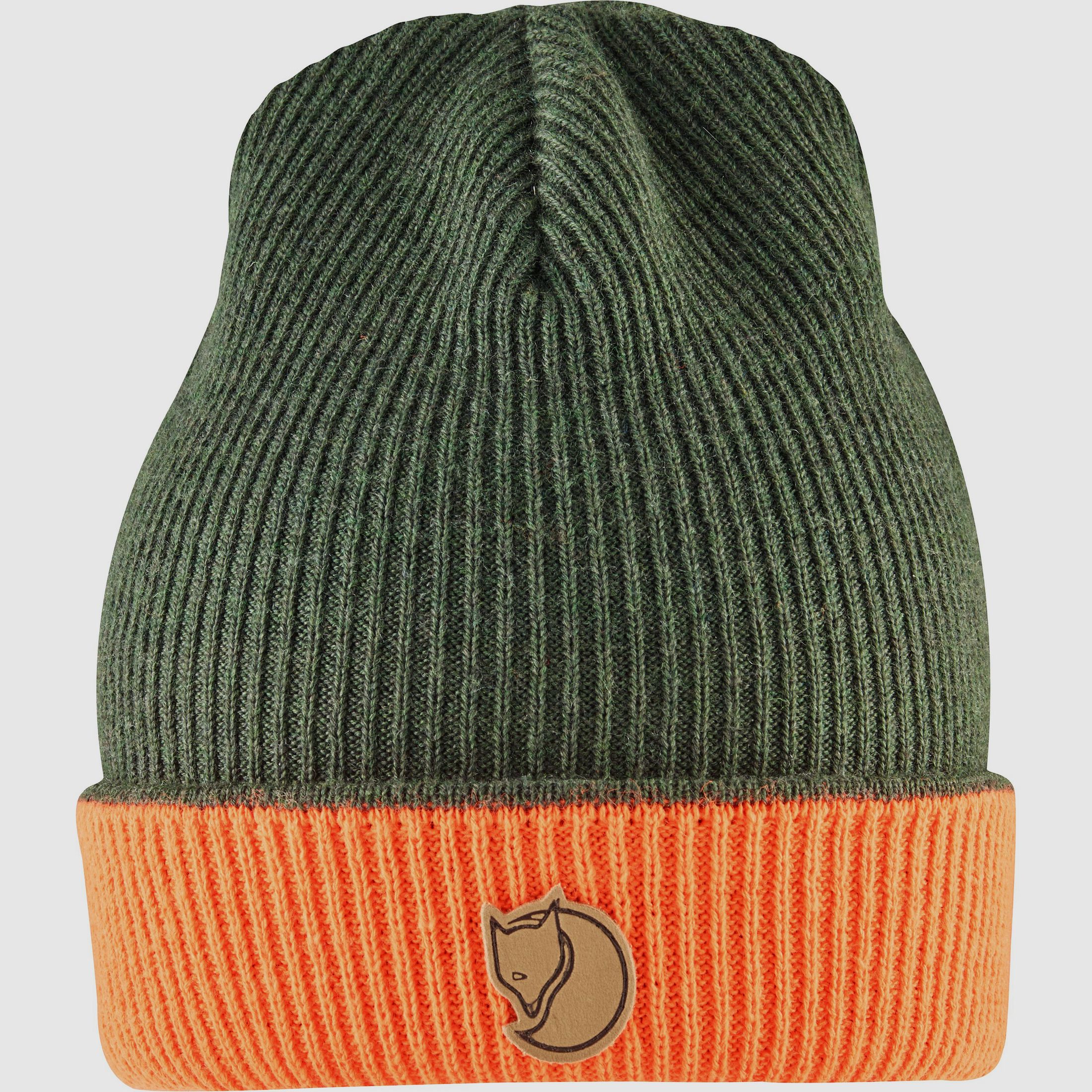 FJÄLLRÄVEN Reversible Beanie dark olive with orange oneSize