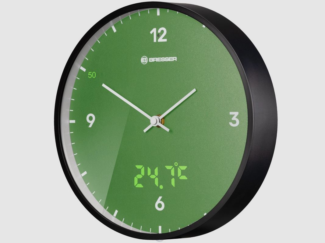 Orologio da parete 24 cm con indicatore di temperatura BRESSER MyTime LEDsec, immagine 2 di 15