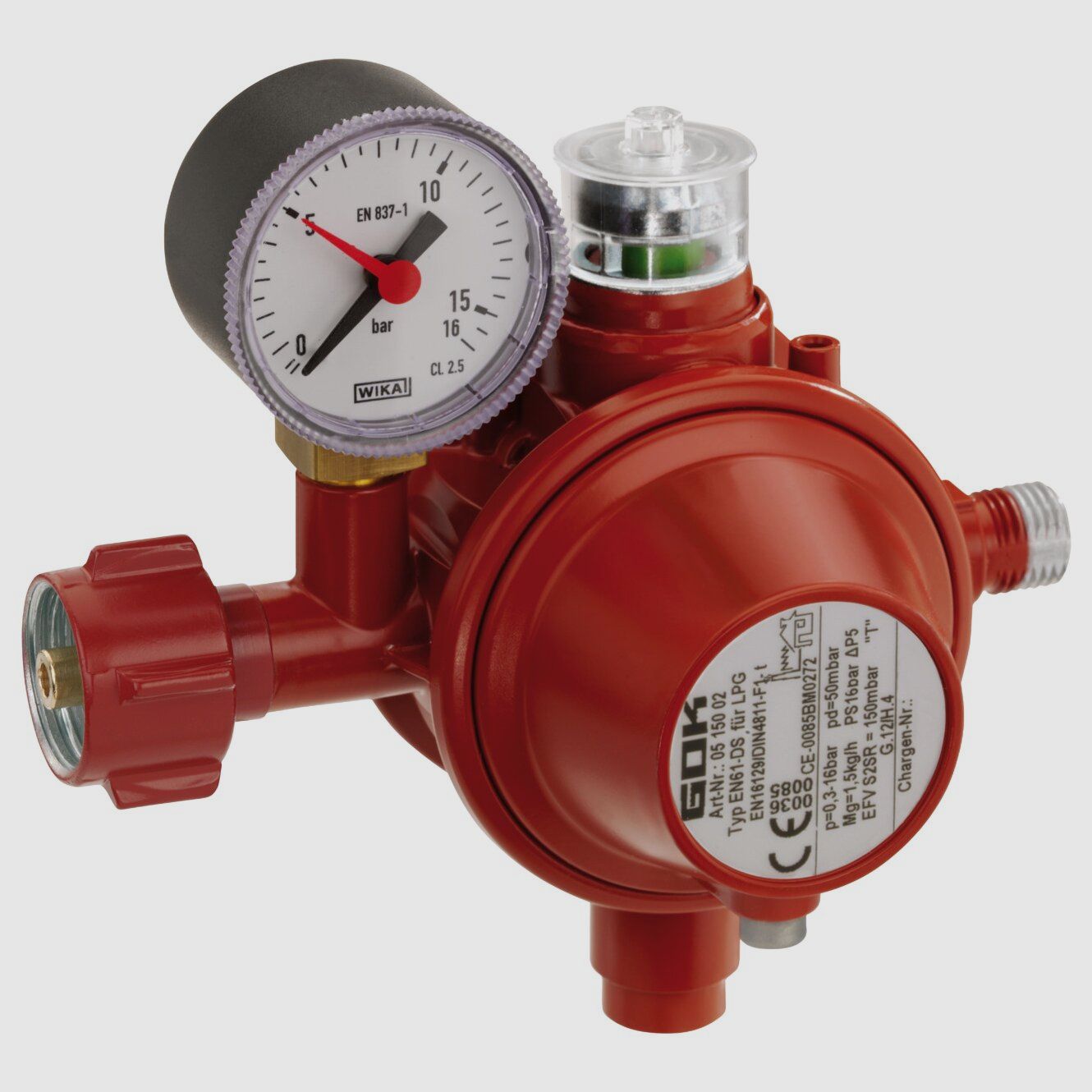 Gas regulator 1.5 kg/h, KLF x G1/4LH-KN TAE UEDS SBS Man