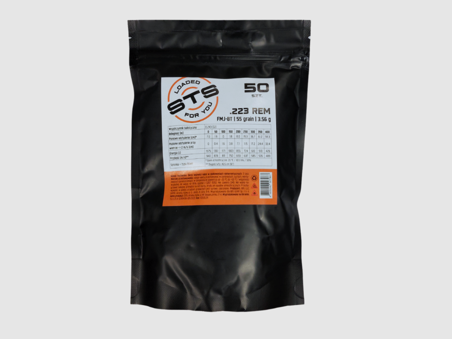 STS Munition cal. .223 Rem FMJ BT 55 gr (3,56 g), Bild 2 von 3