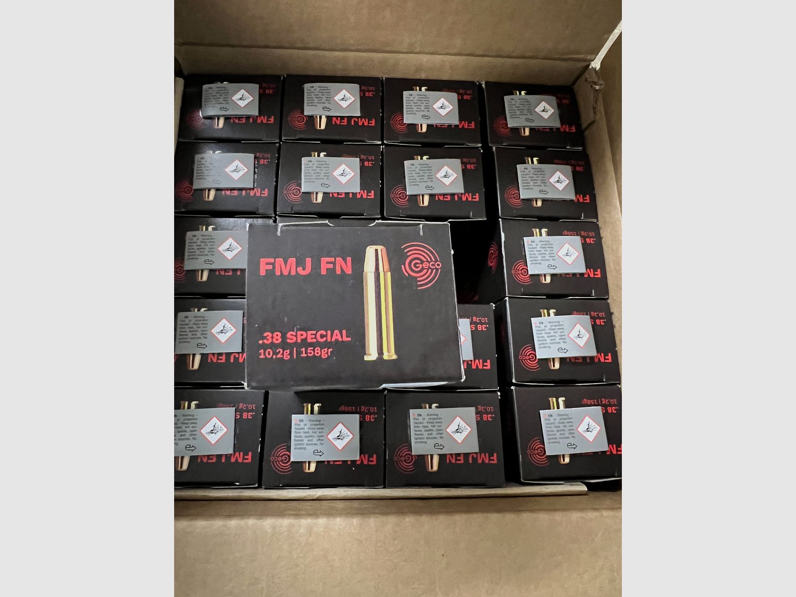 1000 piezas GECO .38 Special punta plana de pleno metal 10,2g/158grs.