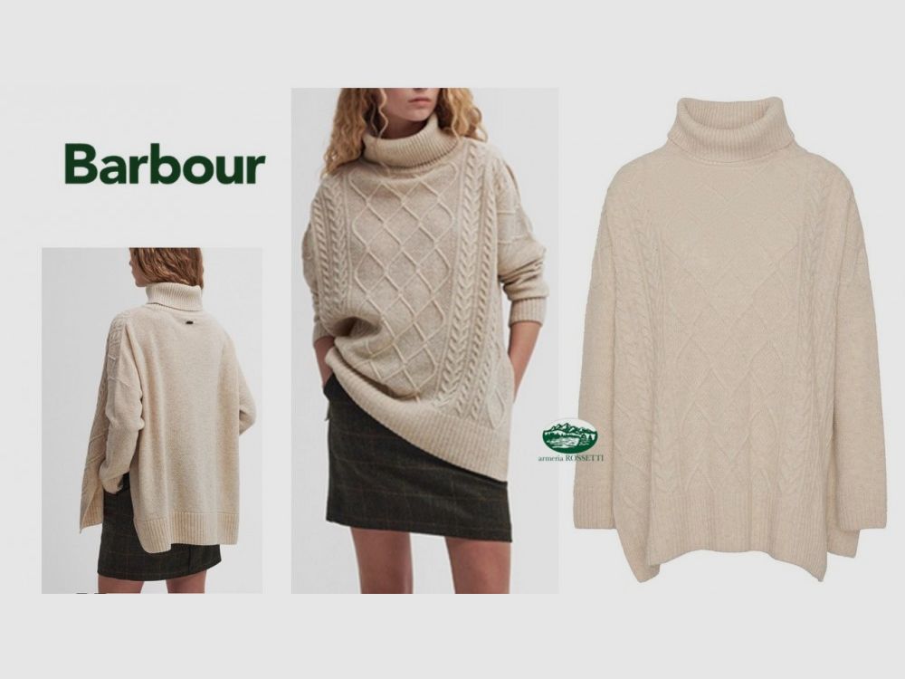 BARBOUR maglia Mantella Burne dolcevita a trecce beige donna