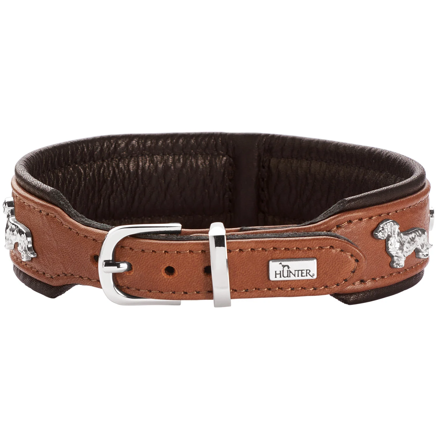 Hunter Teckel-Halsband München in Cognac/Schwarz, Bild 2 von 6