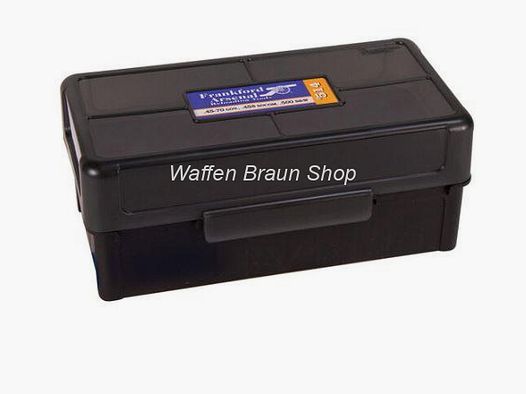 Frankford Arsenal Munitionsbox #514 mit Scharnier, f. 50 Patronen Kal. .38-56 W.C.F., .38-7