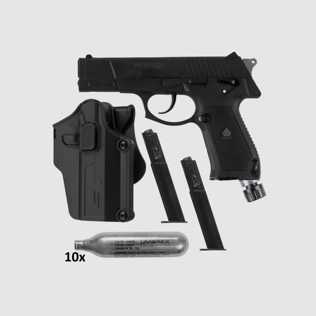 DELTA SIX MPB-50 Paintball / Pistolet d'autodéfense Cal. 50 Action Pack (noir)